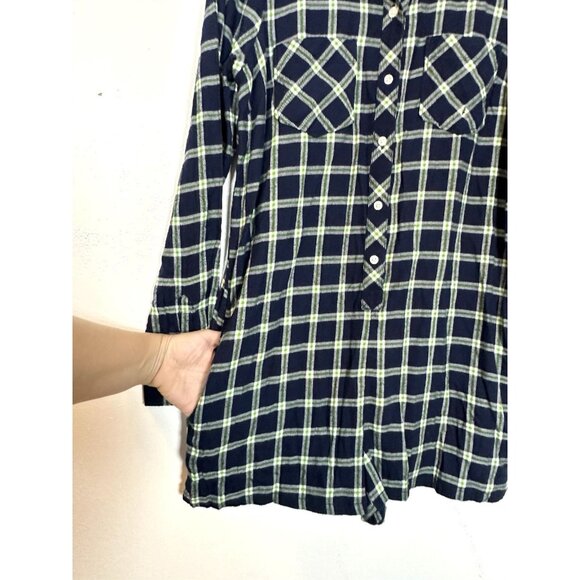 Aerie Women's Plaid Button Front Long Sleeve Romper Size Small NWT Blue Green - Picture 13 of 13